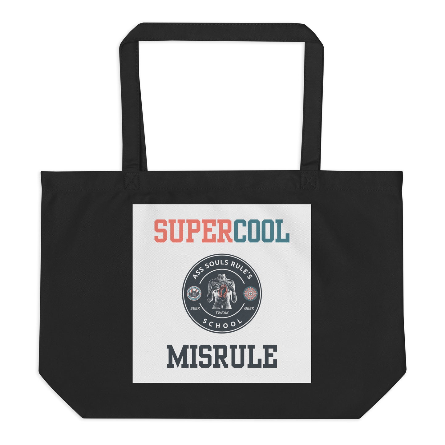 SuperCool MisRule large organic tote bag