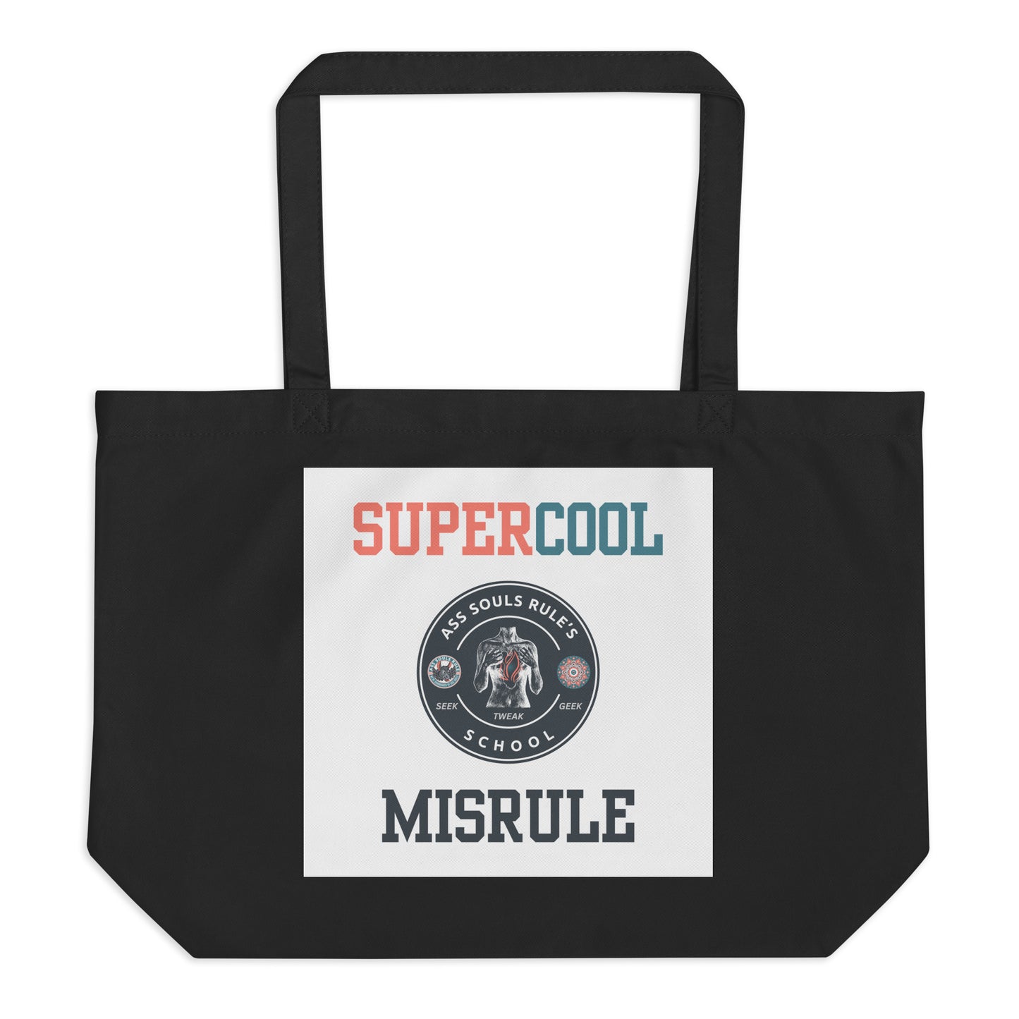 SuperCool MisRule large organic tote bag