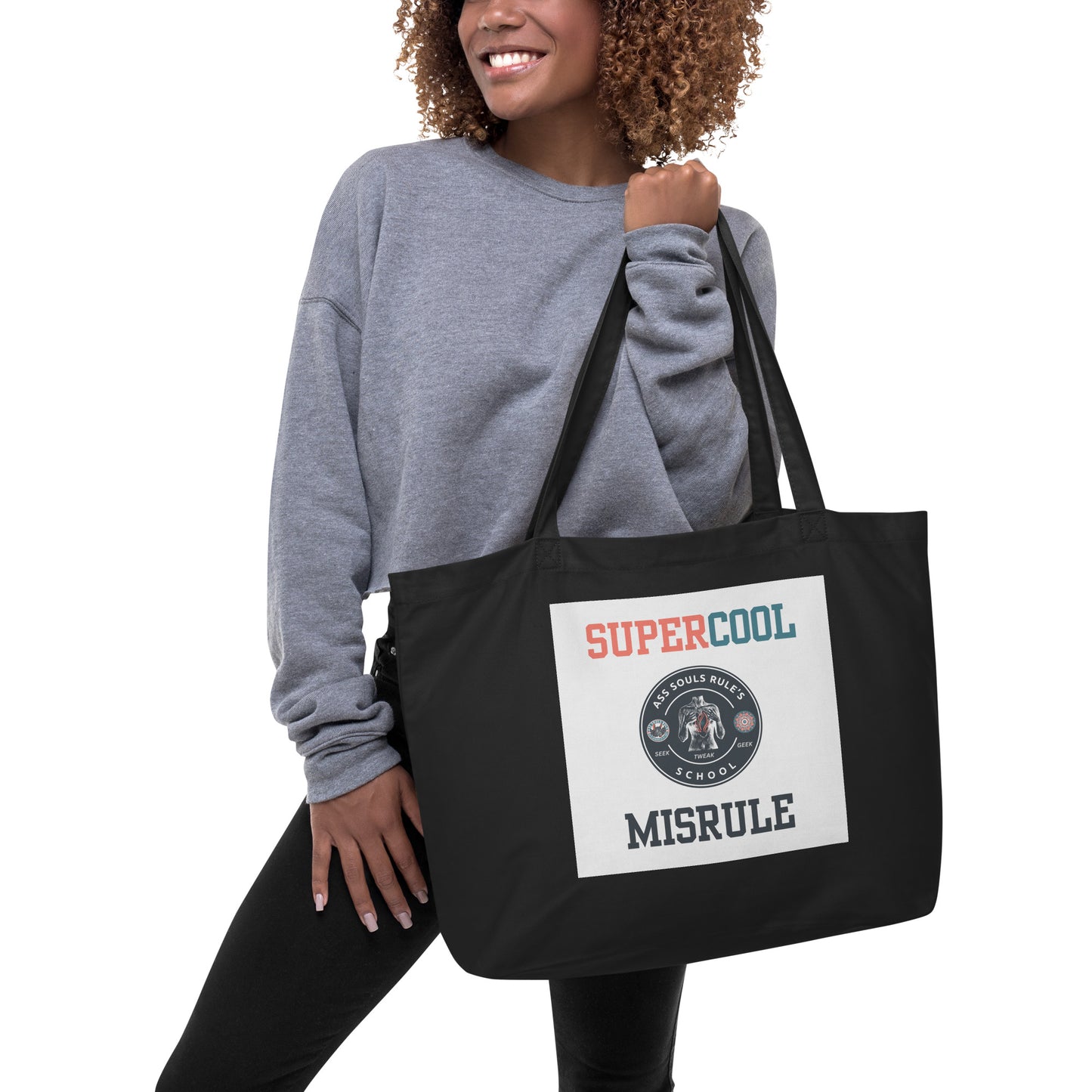 SuperCool MisRule large organic tote bag