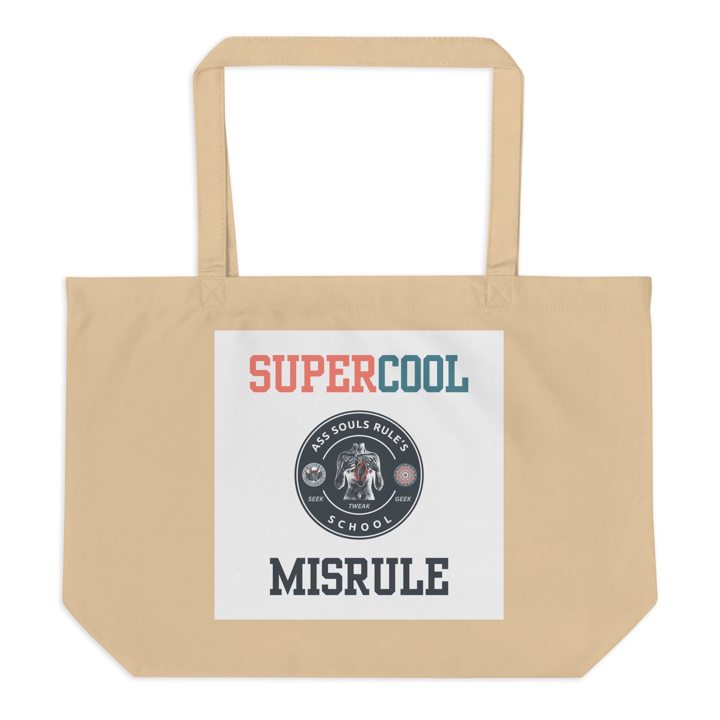 SuperCool MisRule large organic tote bag