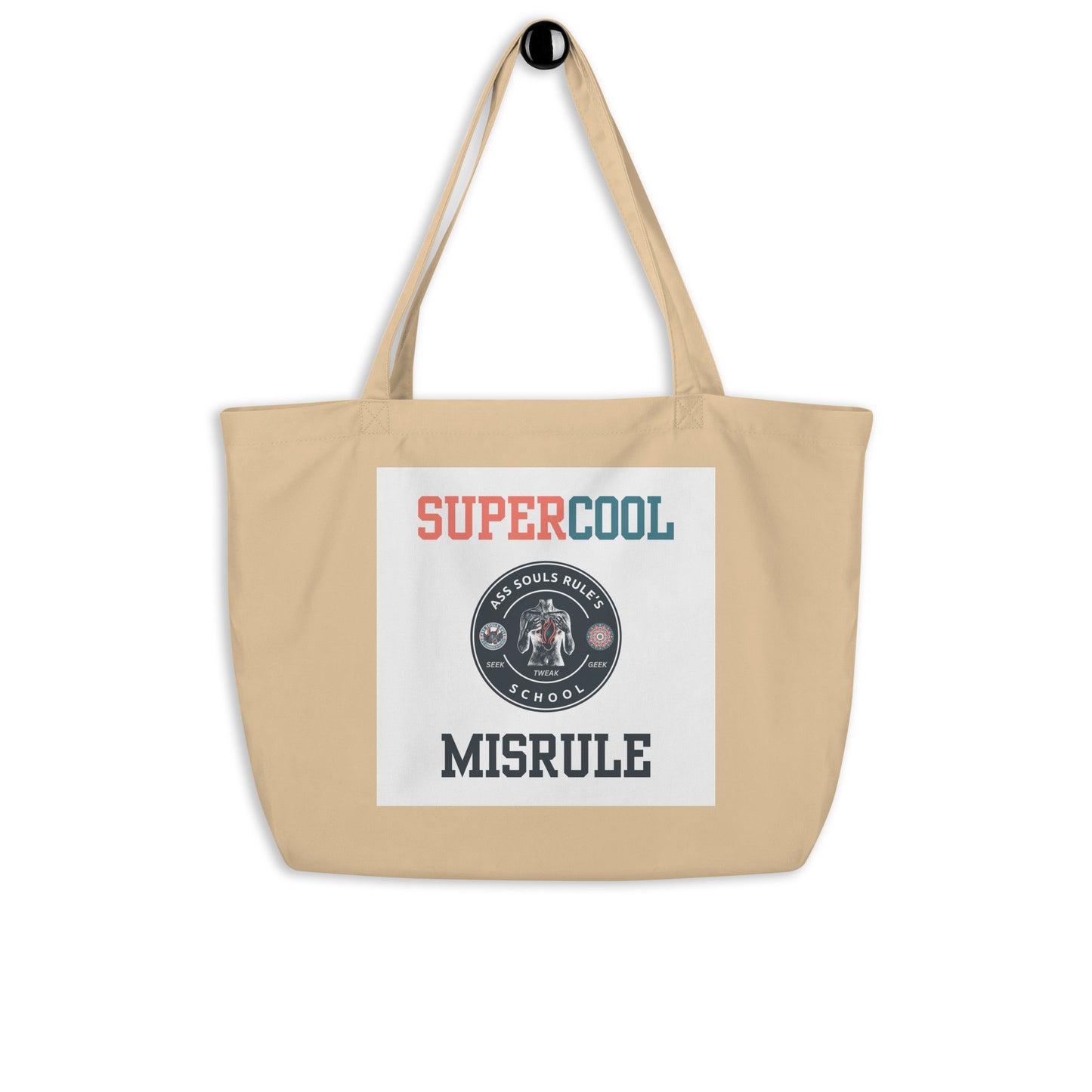 SuperCool MisRule large organic tote bag