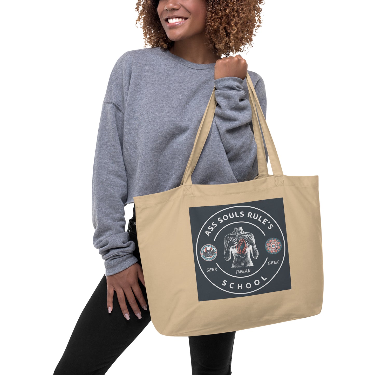 Ass Souls Rule's School large organic tote bag