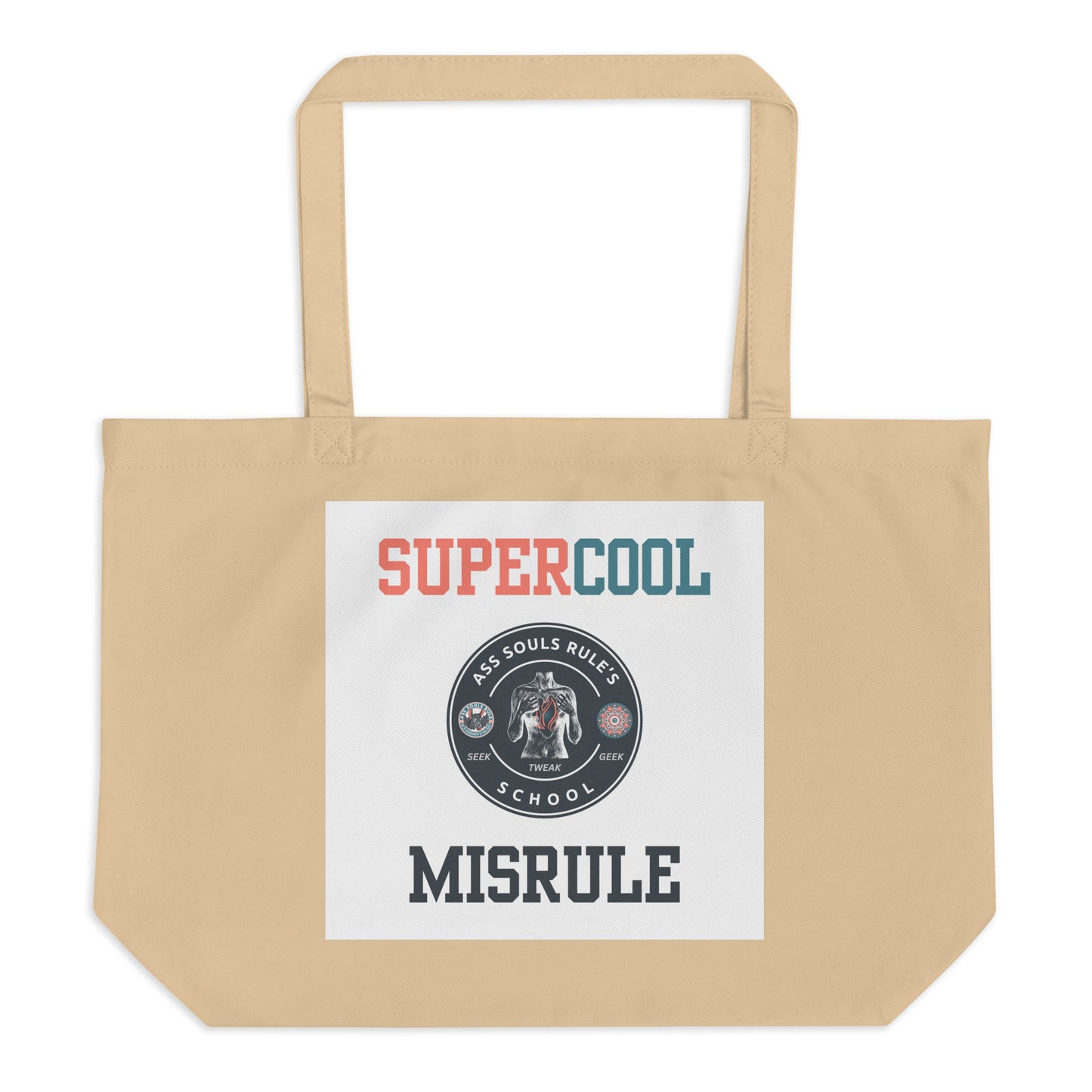 SuperCool MisRule large organic tote bag