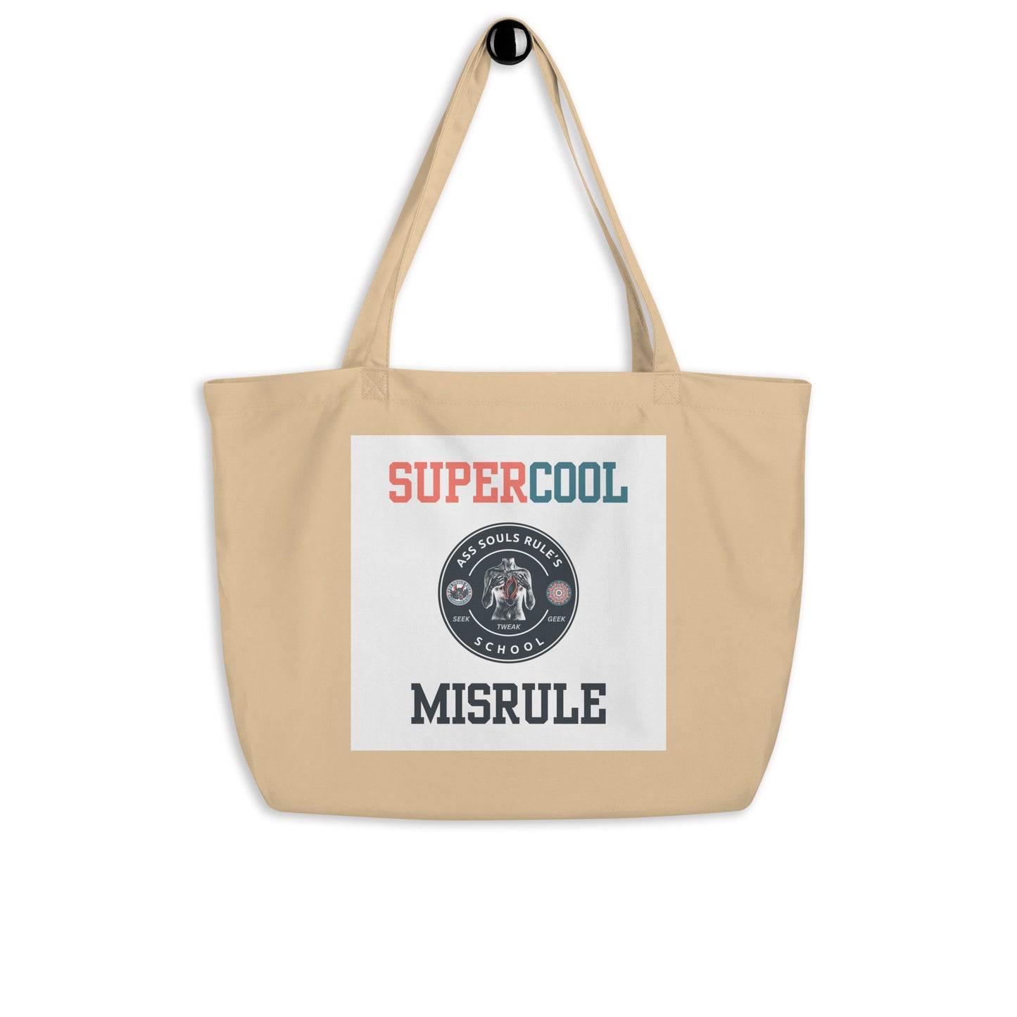 SuperCool MisRule large organic tote bag