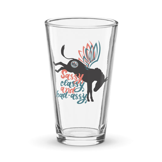 Sassy, Classy, & Bad Assy shaker pint glass