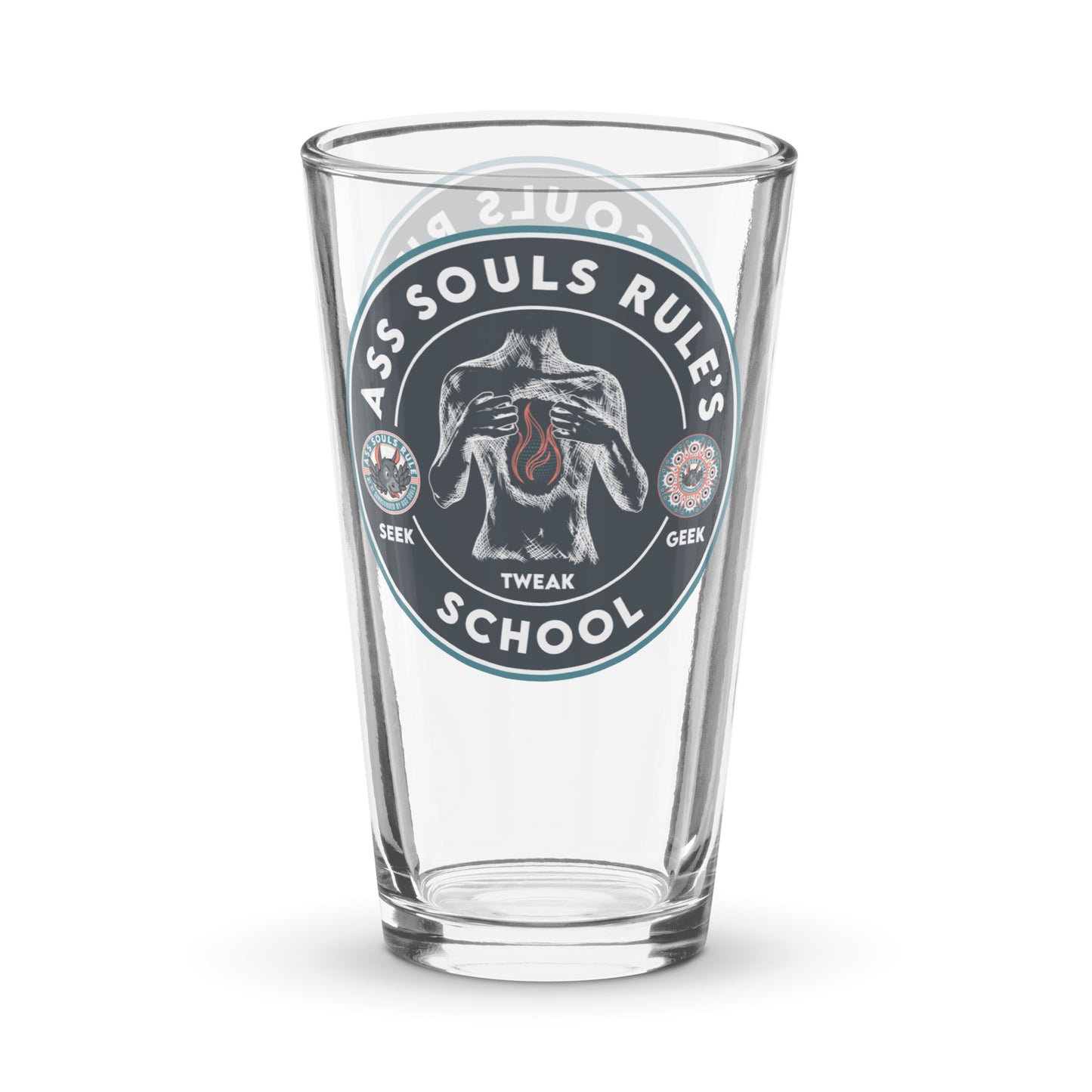 Ass Souls Rule's School shaker pint glass