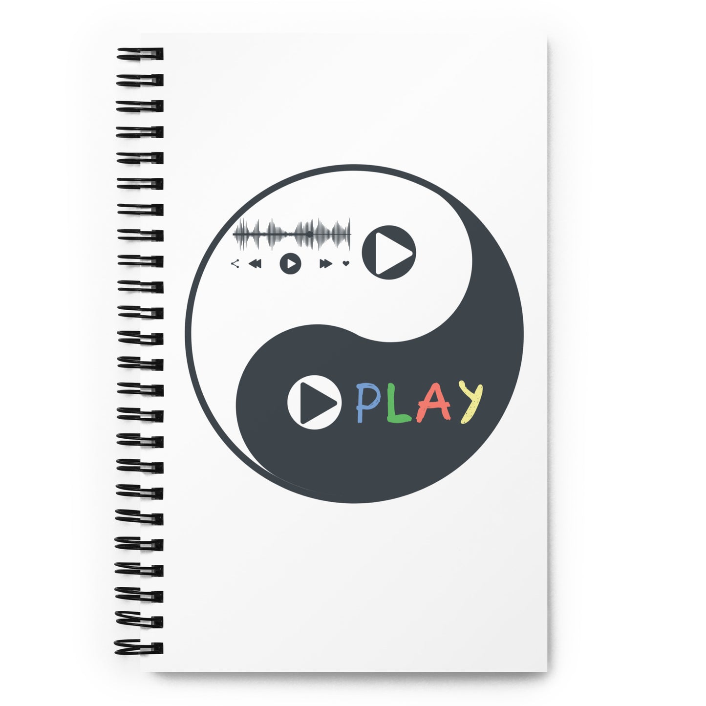 Play-Yin & Play-Yang gray spiral notebook