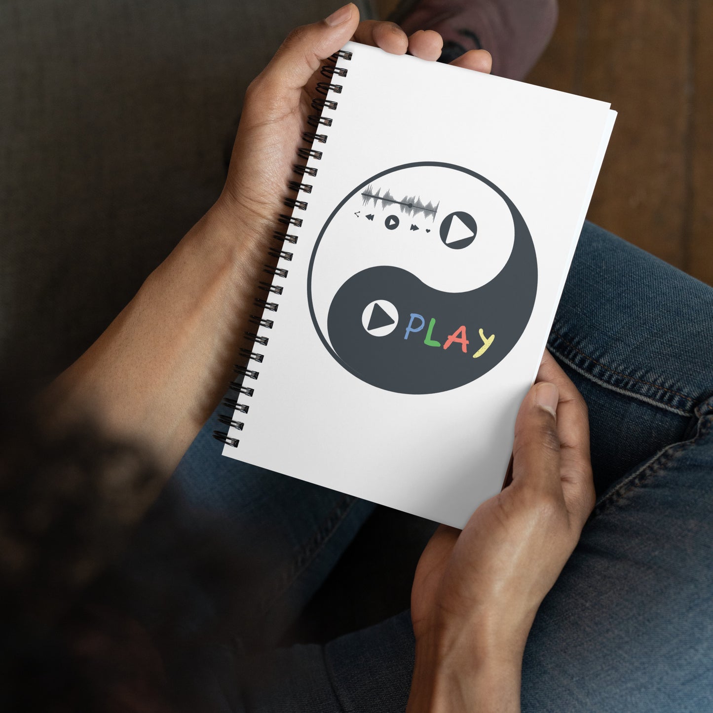 Play-Yin & Play-Yang gray spiral notebook