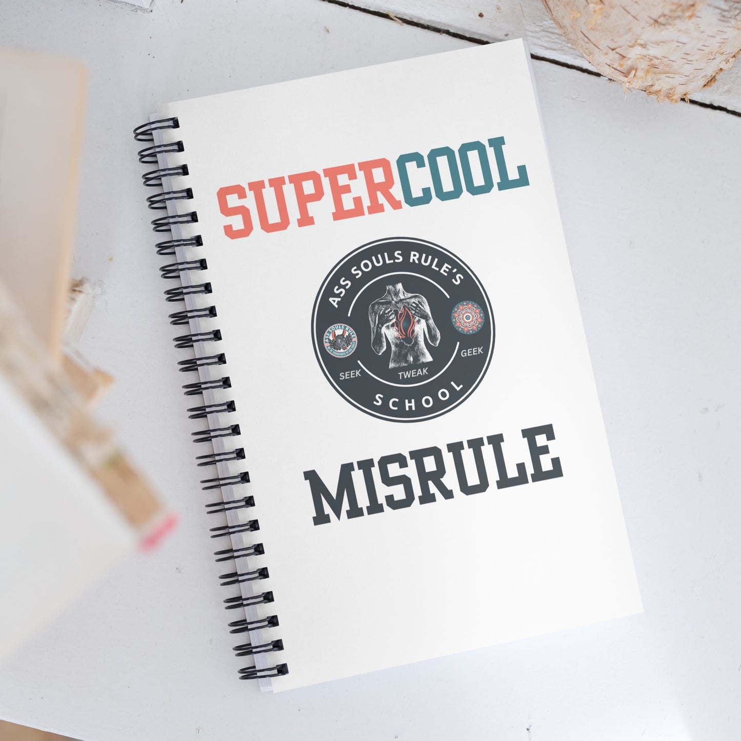 SuperCool MisRule spiral notebook