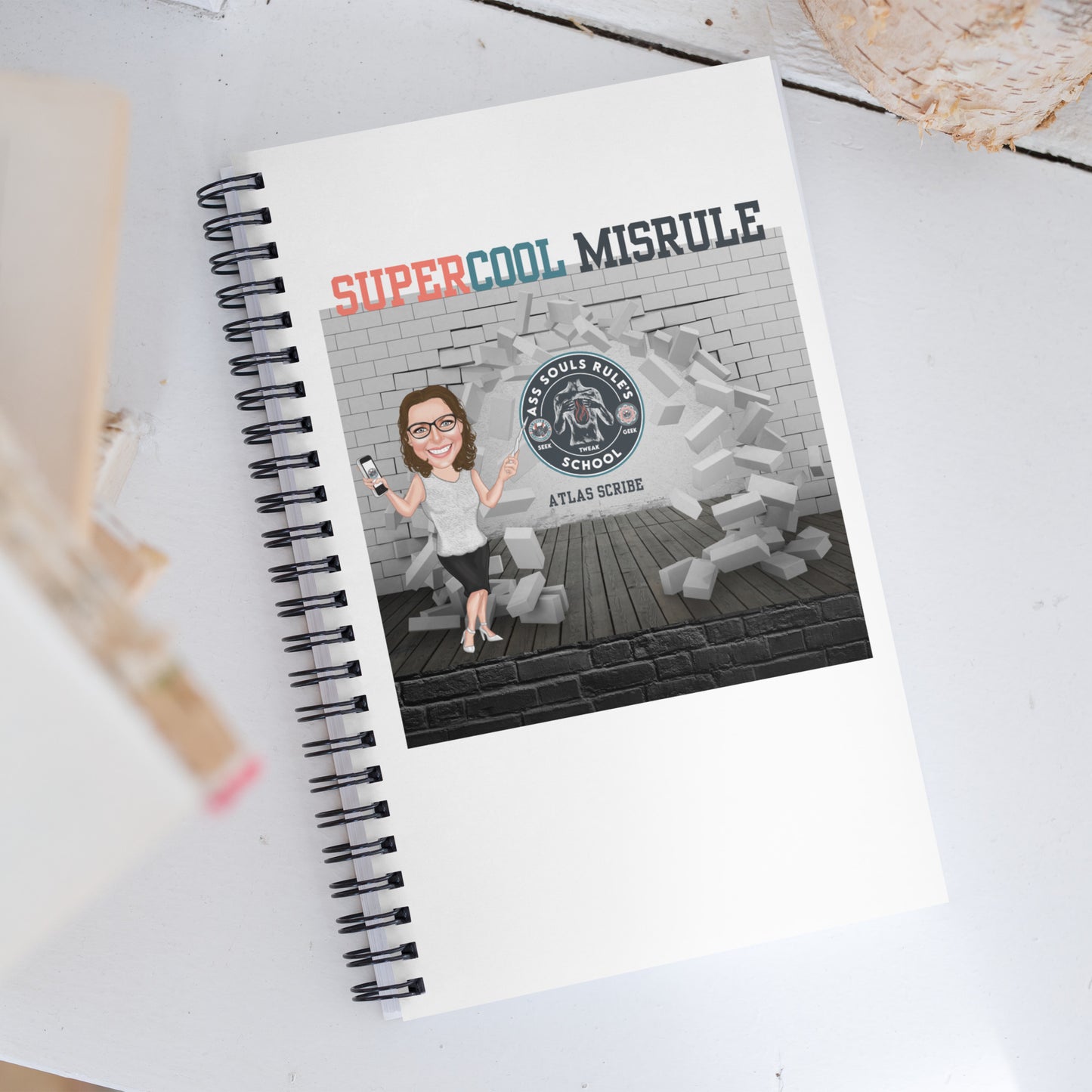 SuperCool MisRule spiral notebook