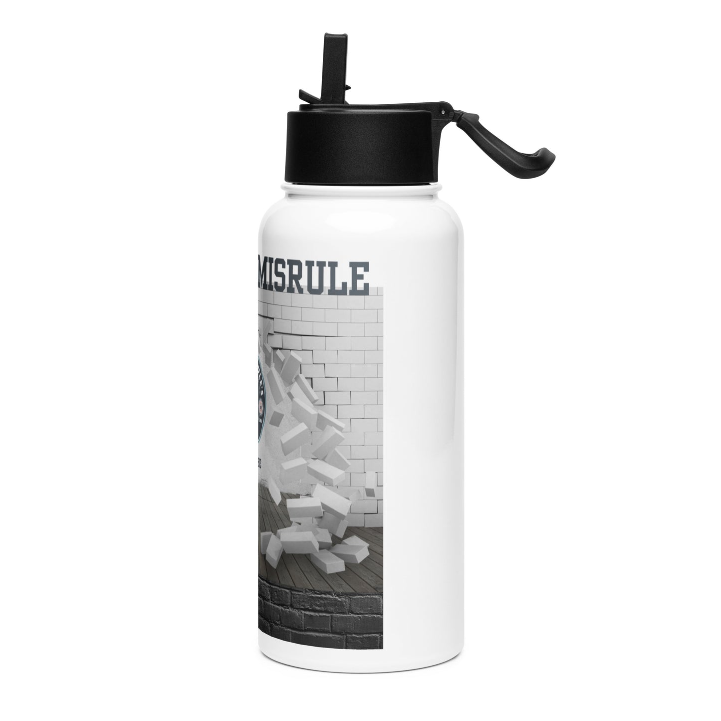 SuperCool MisRule stainless steel water bottle with a straw lid