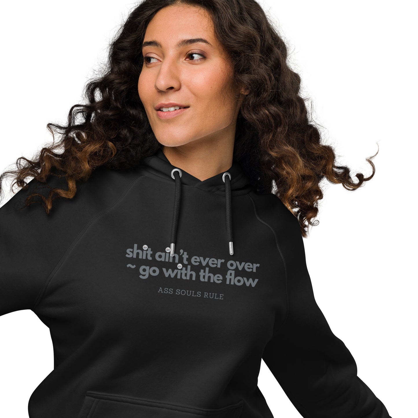 Go With the Flow unisex eco raglan hoodie