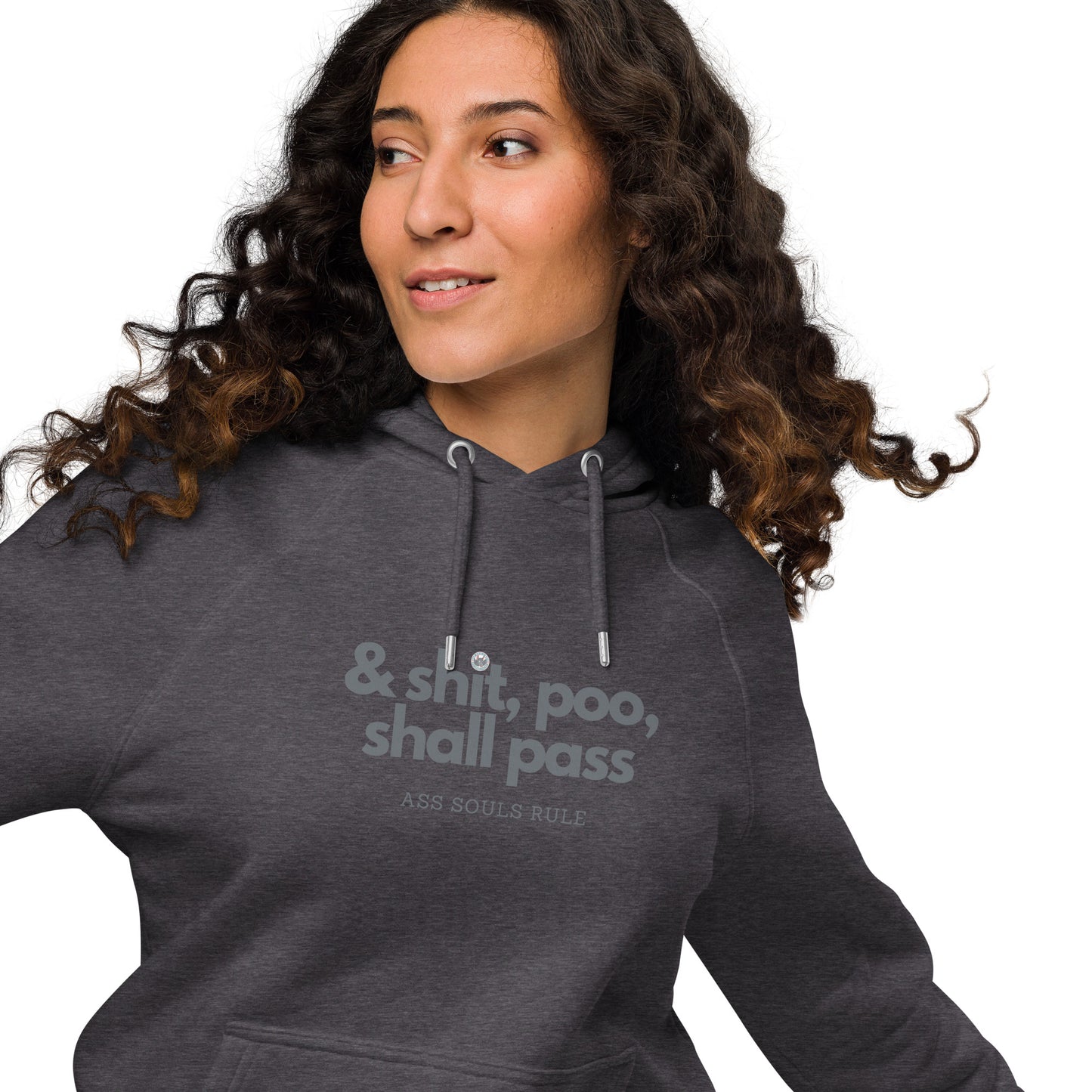 & Shit, Poo, Shall Pass unisex eco raglan hoodie