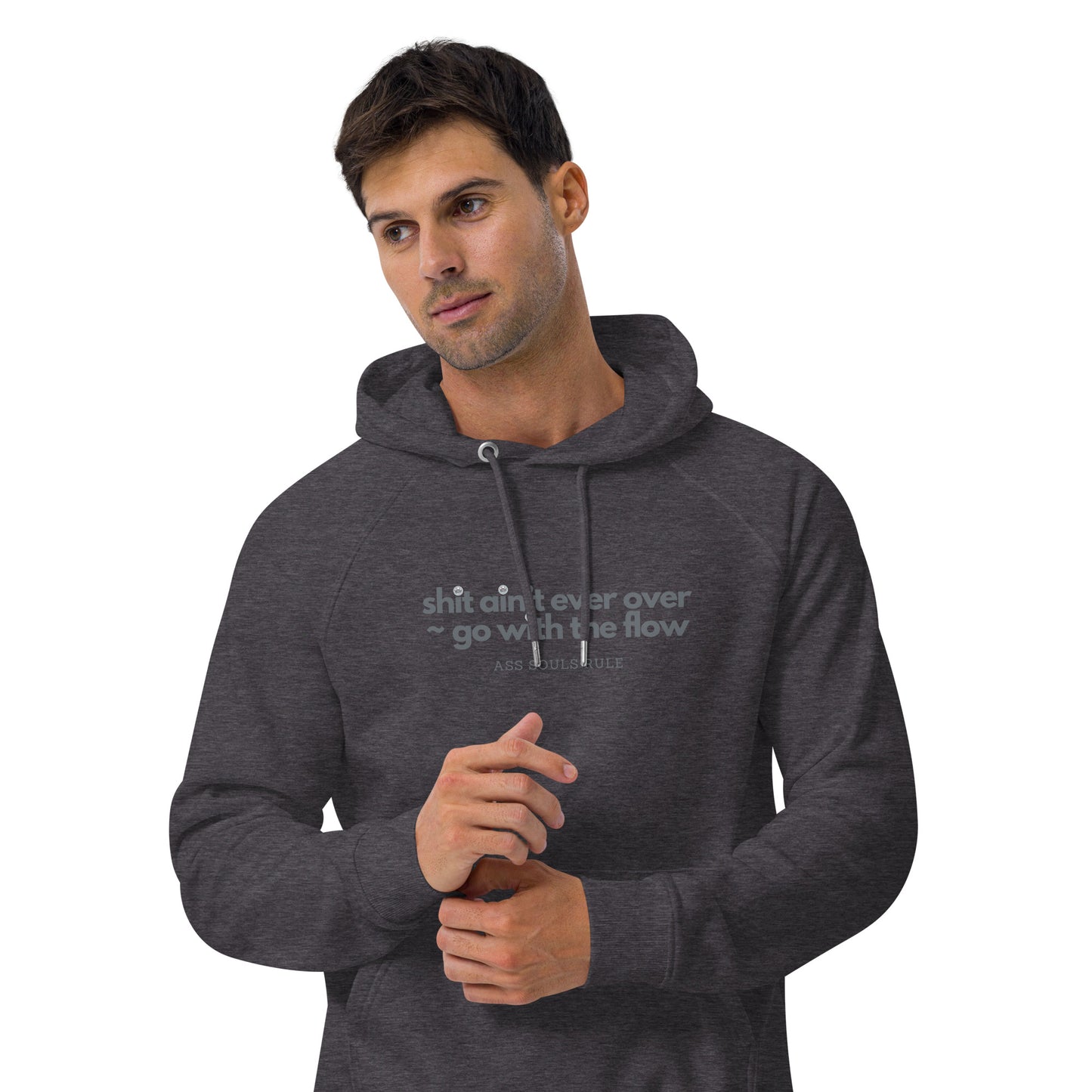 Go With the Flow unisex eco raglan hoodie