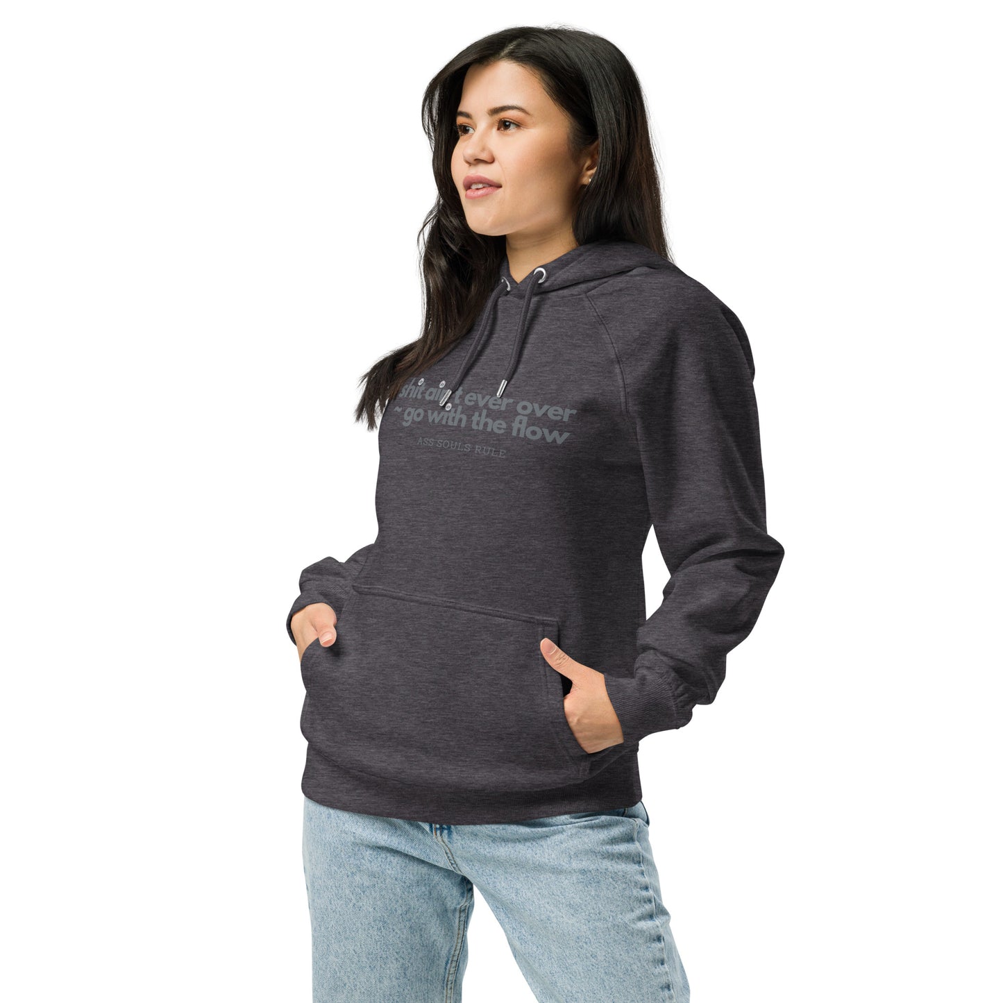 Go With the Flow unisex eco raglan hoodie