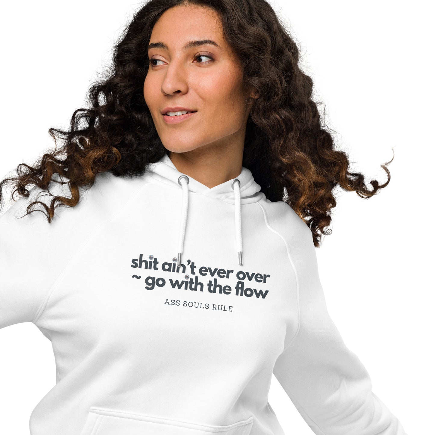 Go With the Flow unisex eco raglan hoodie