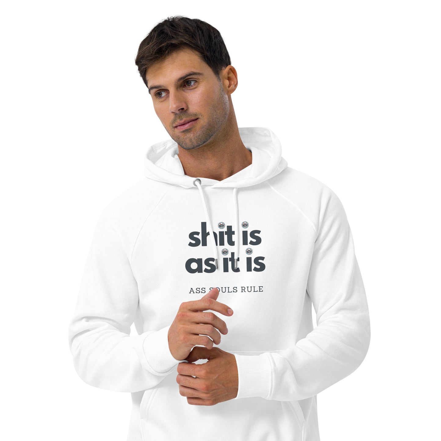 Shit Is As It Is unisex eco raglan hoodie