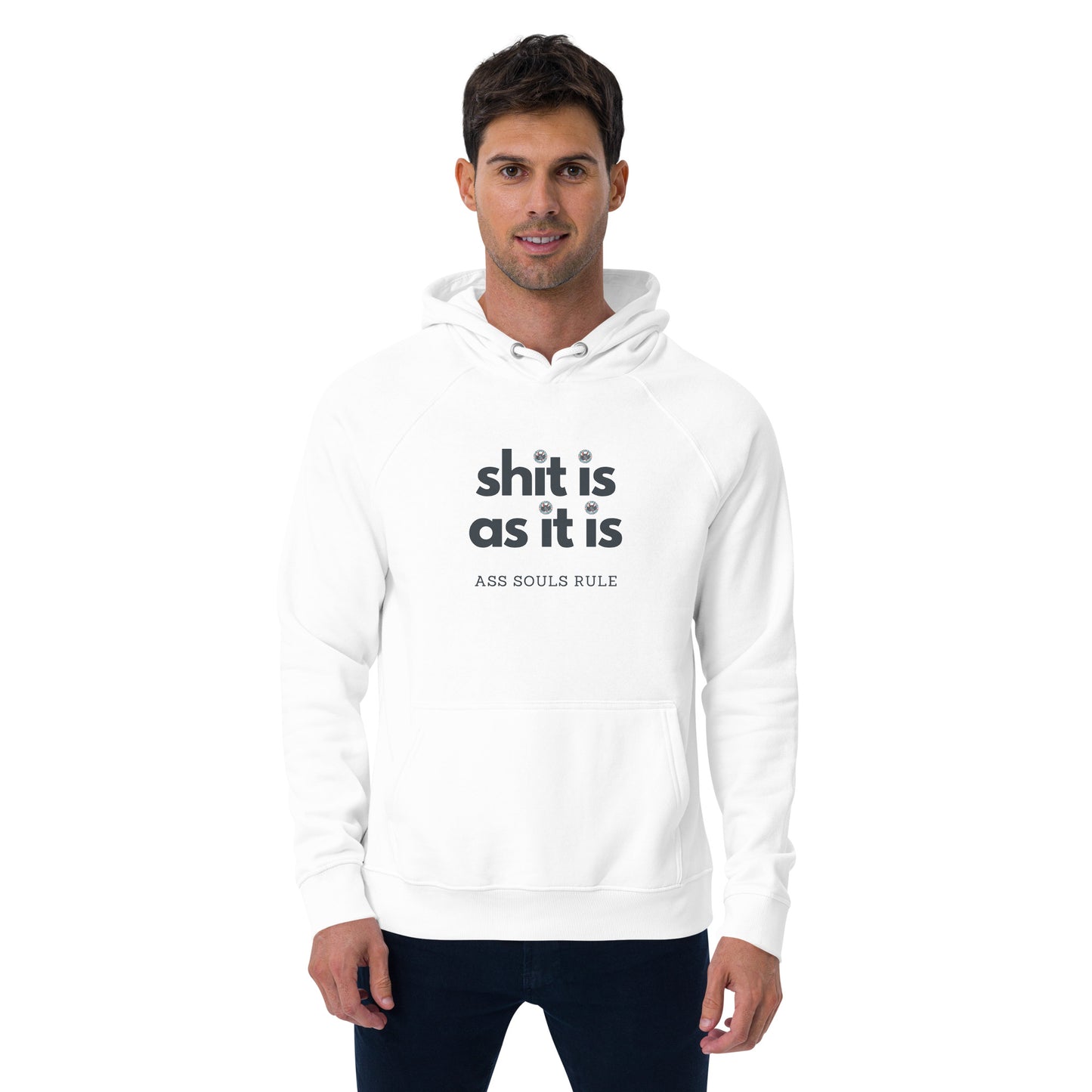 Shit Is As It Is unisex eco raglan hoodie