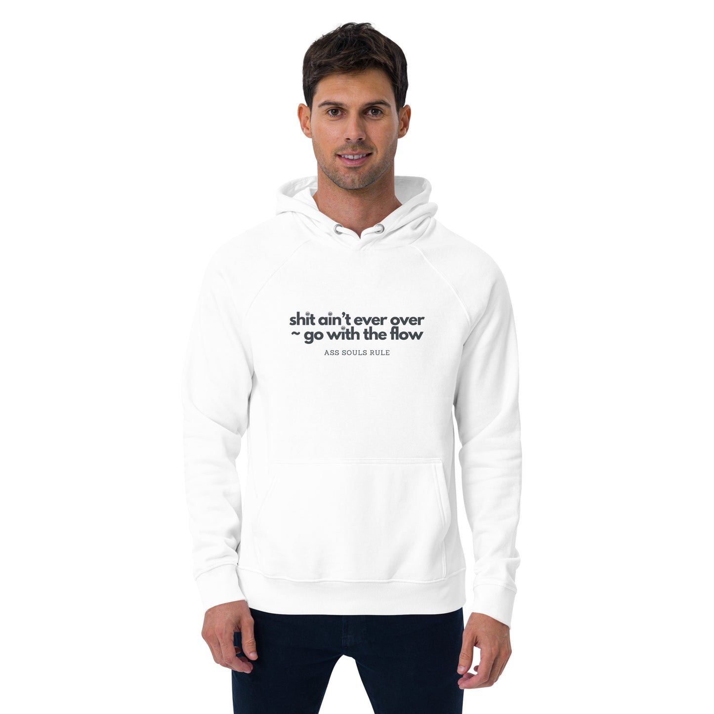 Go With the Flow unisex eco raglan hoodie