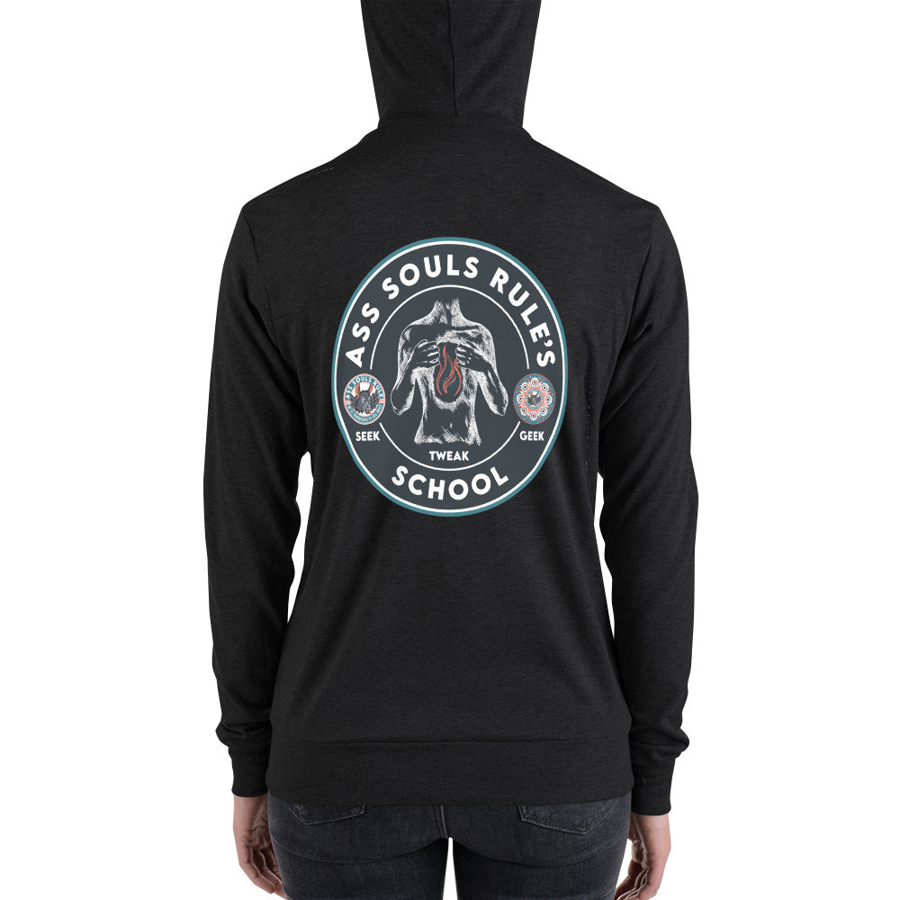 Ass Souls Rule's School unisex zip hoodie