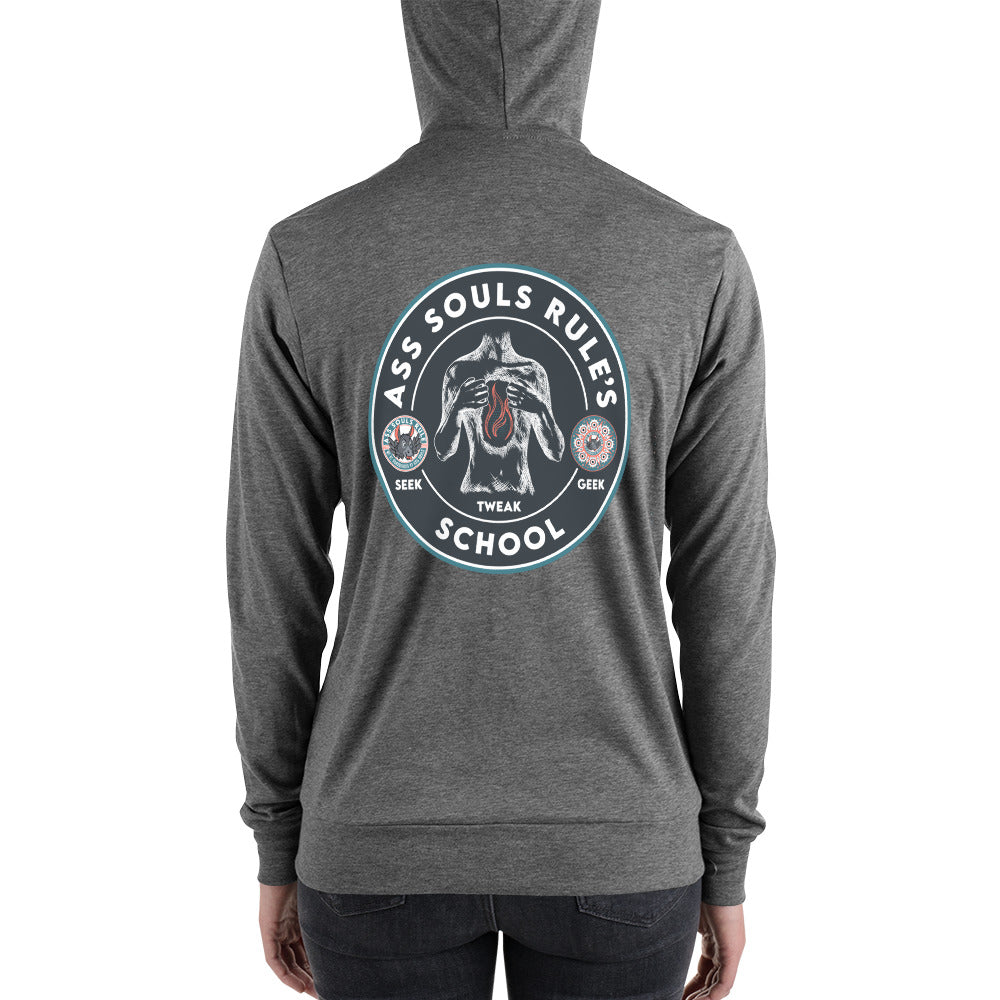 Ass Souls Rule's School unisex zip hoodie