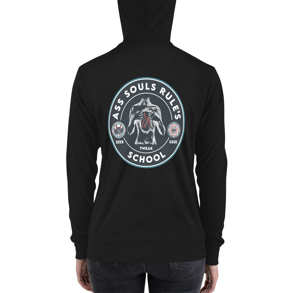 Ass Souls Rule's School unisex zip hoodie