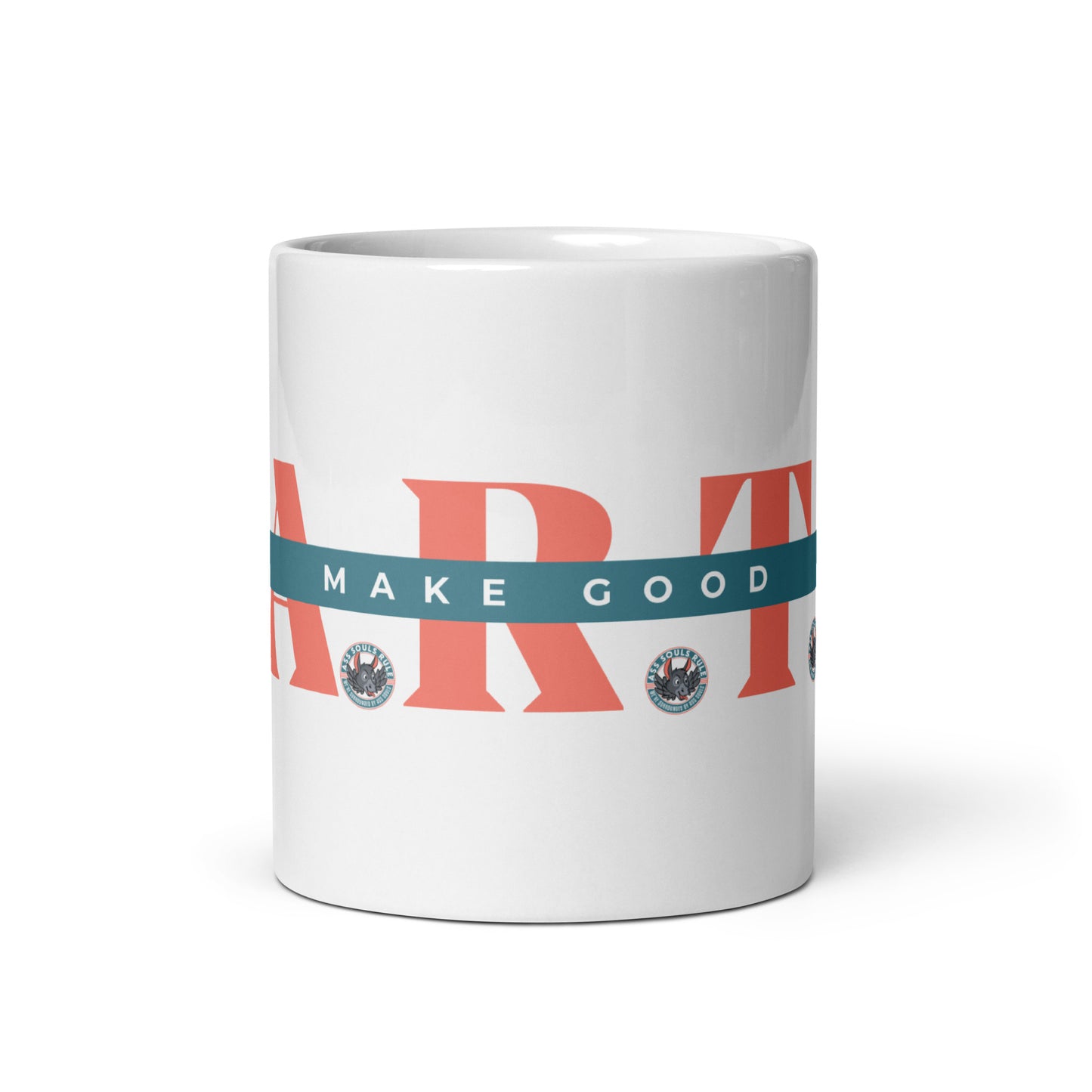 Make Good F.A.R.T.S. salmon white glossy mug