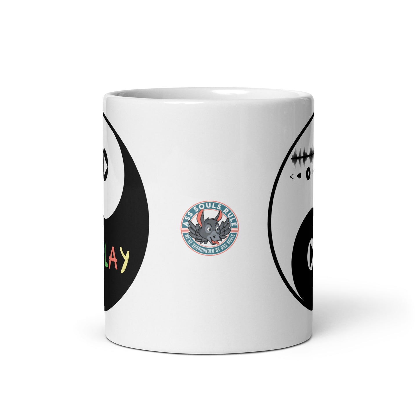 Play-Yin & Play-Yang with Ass Souls white glossy mug