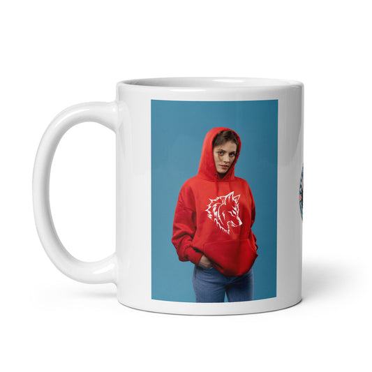 Little Red Riding Wolf white glossy mug