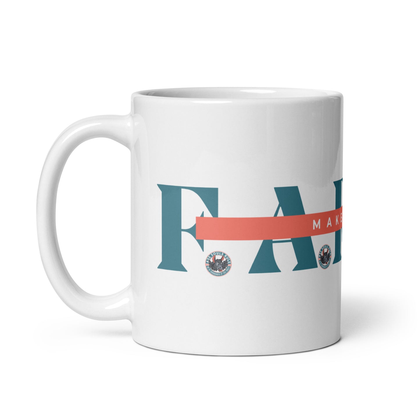 Make Good F.A.R.T.S. teal white glossy mug