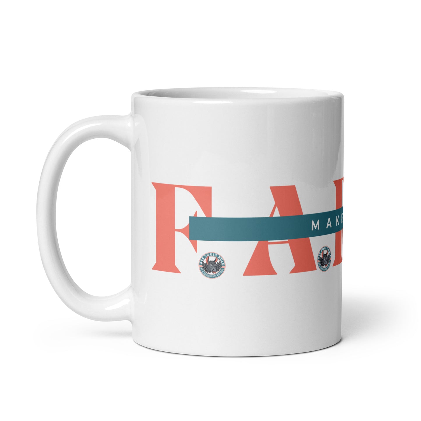 Make Good F.A.R.T.S. salmon white glossy mug