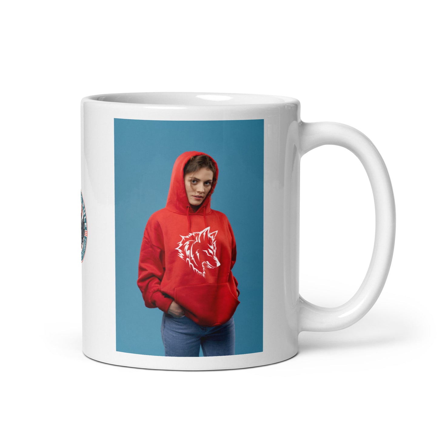 Little Red Riding Wolf white glossy mug