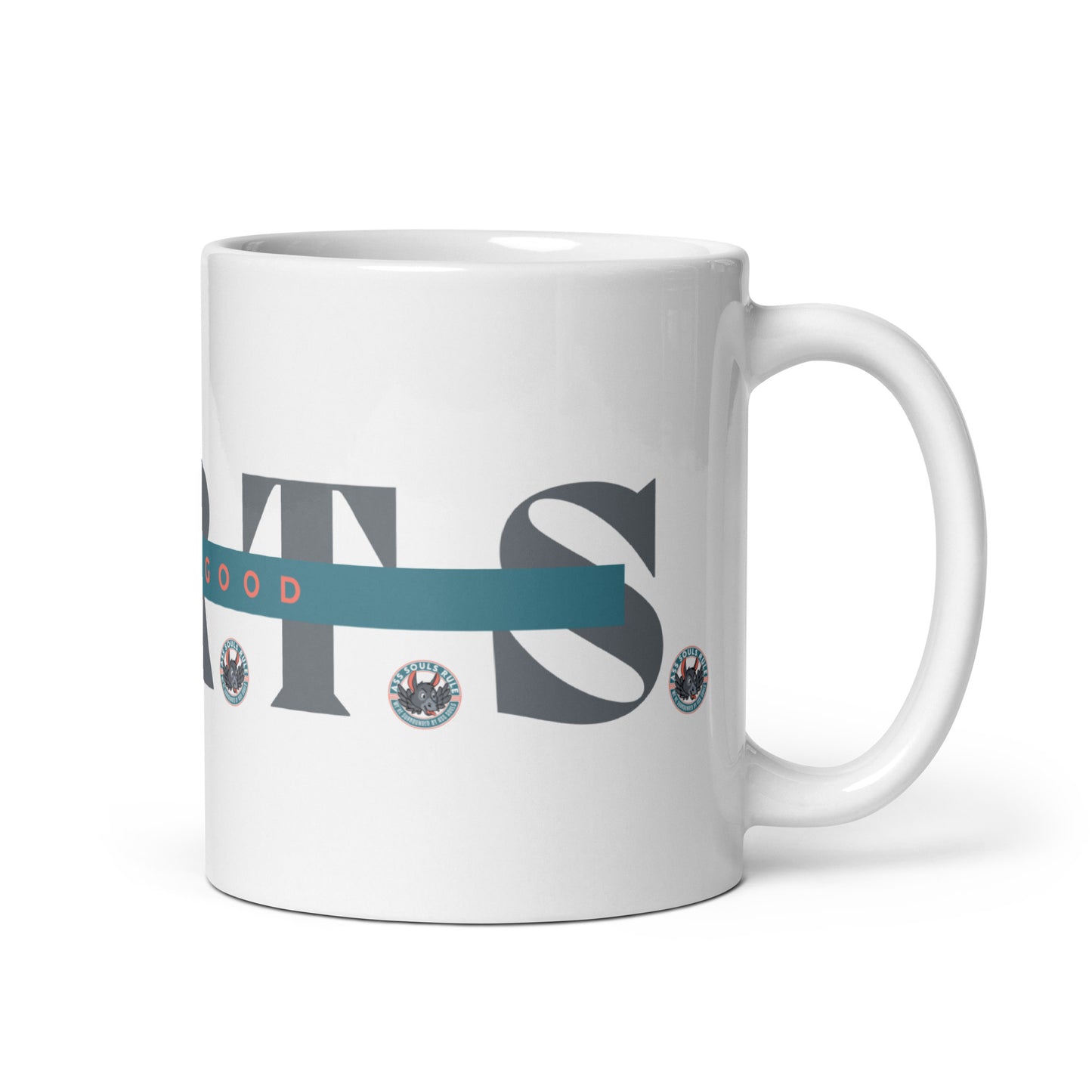 Make Good F.A.R.T.S. light gray white glossy mug