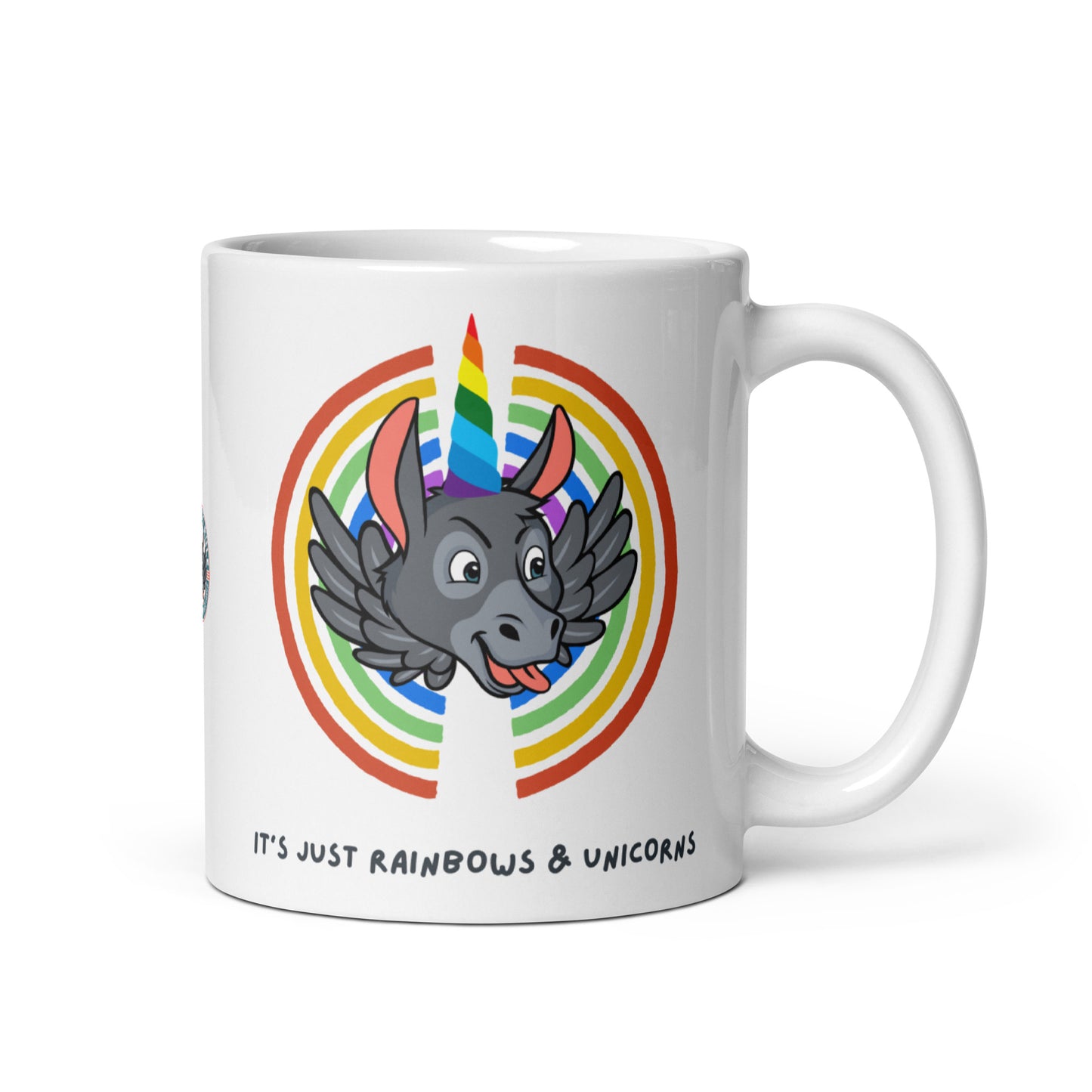 It's Just Rainbows & Unicorns white glossy mug