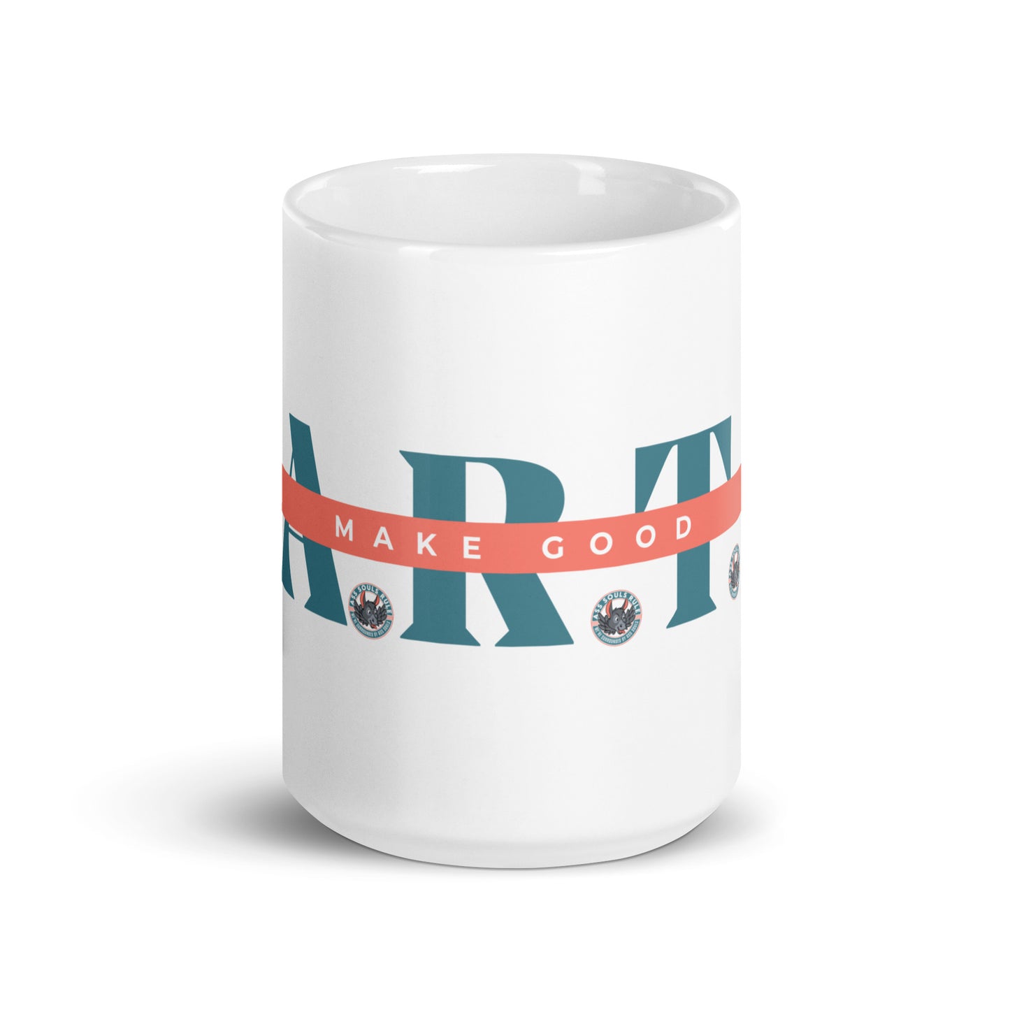 Make Good F.A.R.T.S. teal white glossy mug