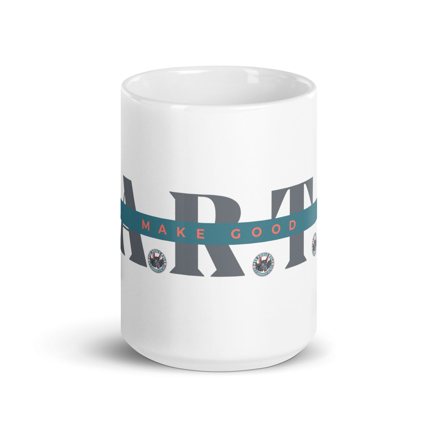 Make Good F.A.R.T.S. light gray white glossy mug