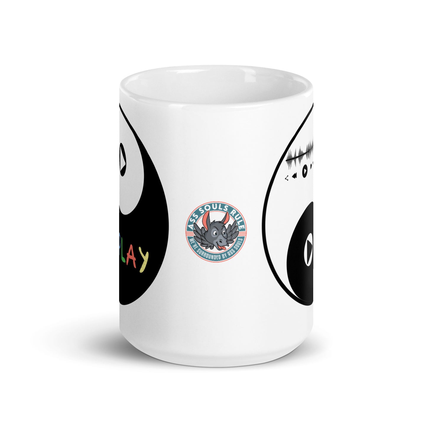 Play-Yin & Play-Yang with Ass Souls white glossy mug