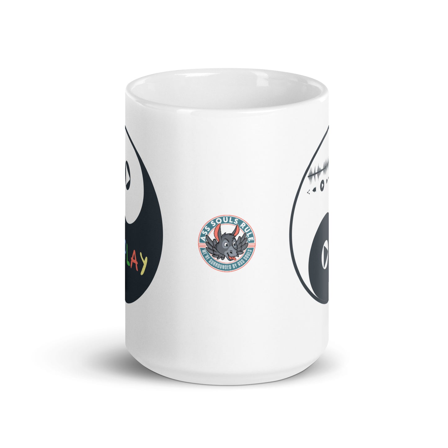 Play-Yin & Play-Yang gray white glossy mug