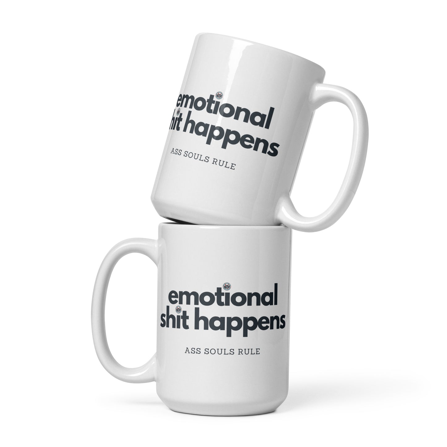 Emotional Shit Happens white glossy mug