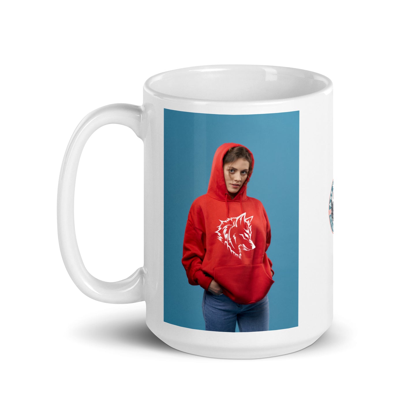 Little Red Riding Wolf white glossy mug