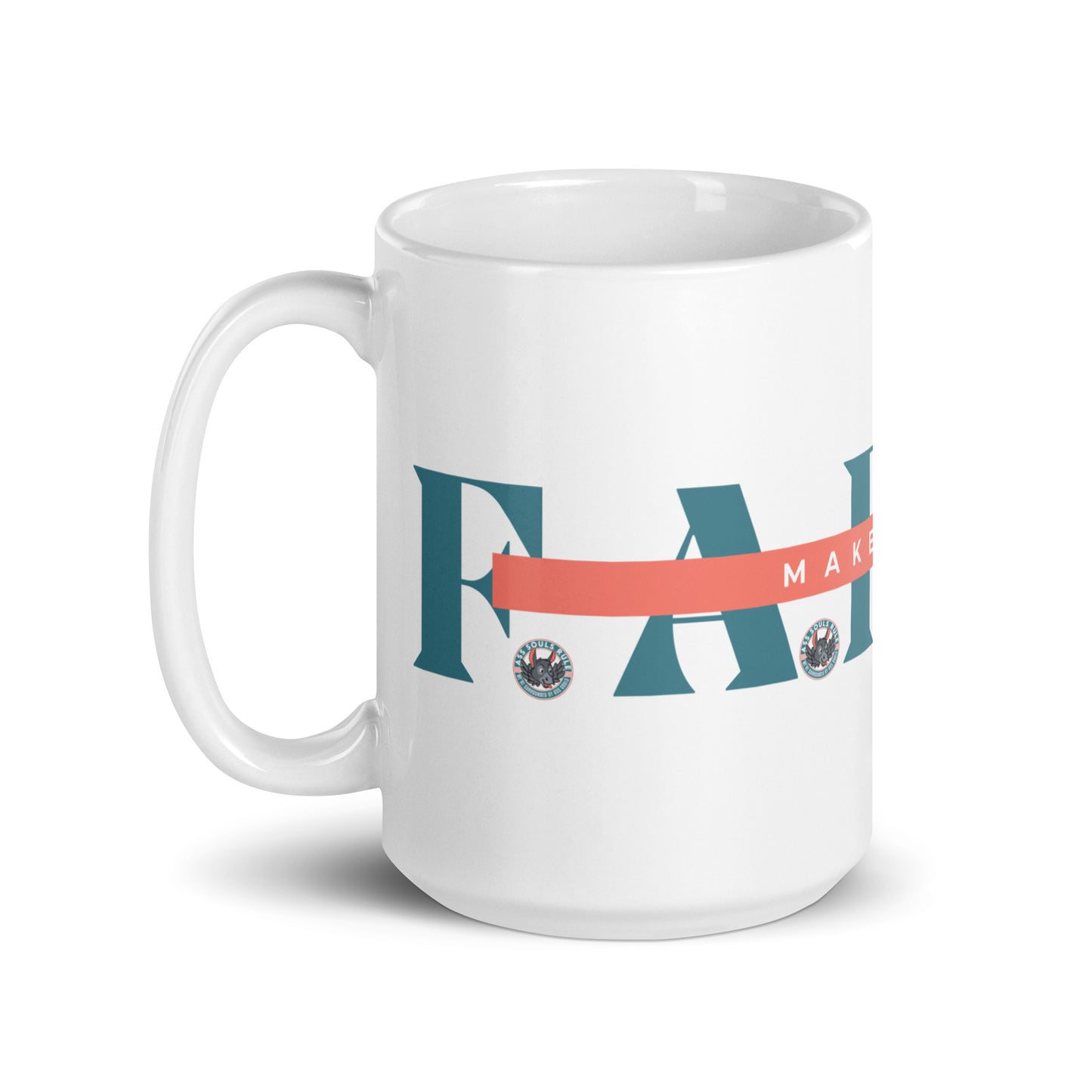 Make Good F.A.R.T.S. teal white glossy mug