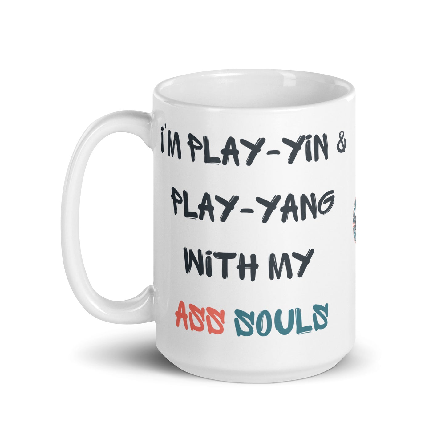 Play-Yin & Play-Yang white glossy mug