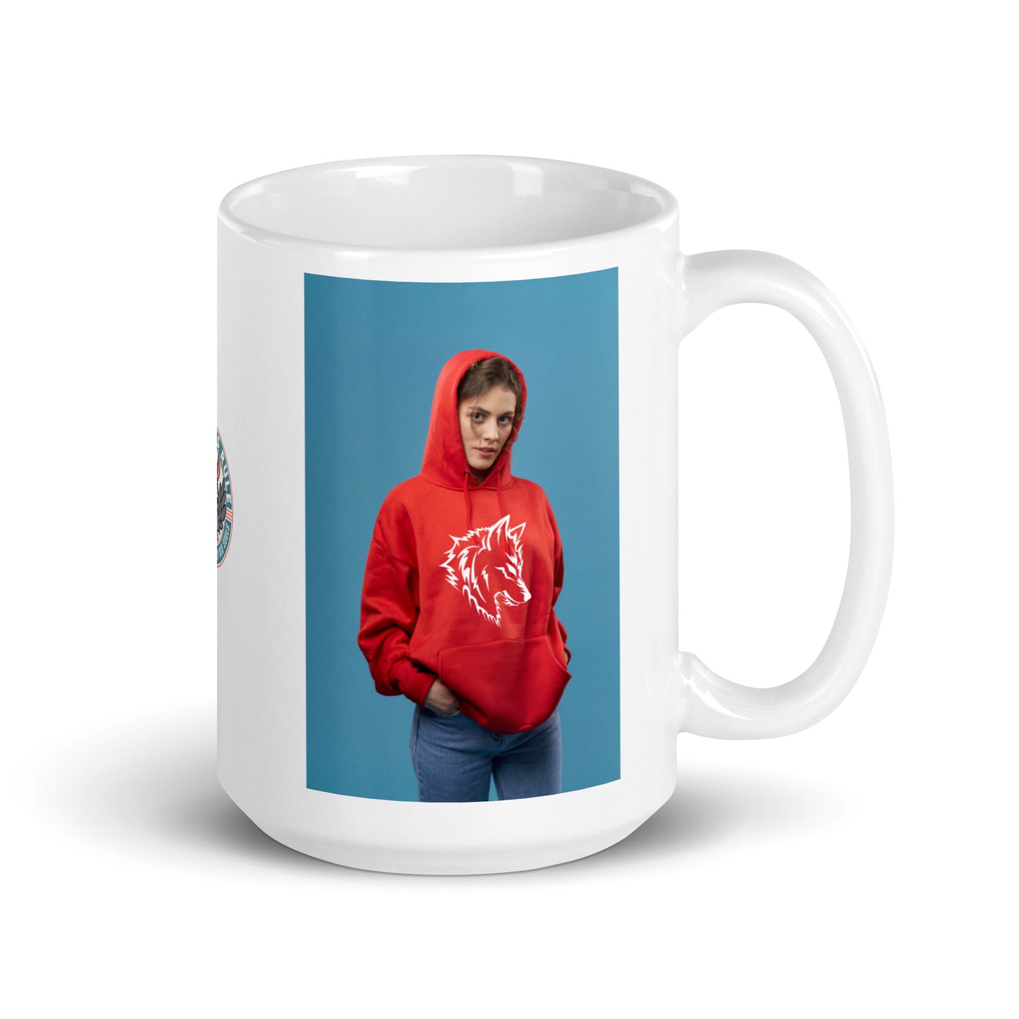 Little Red Riding Wolf white glossy mug