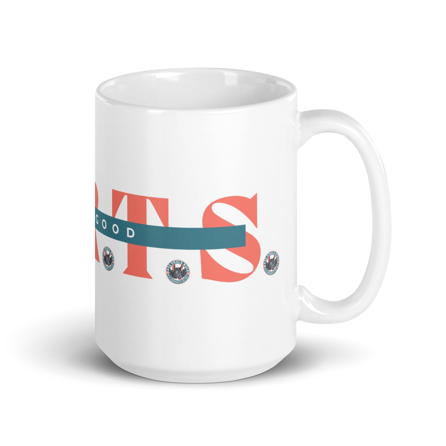 Make Good F.A.R.T.S. salmon white glossy mug