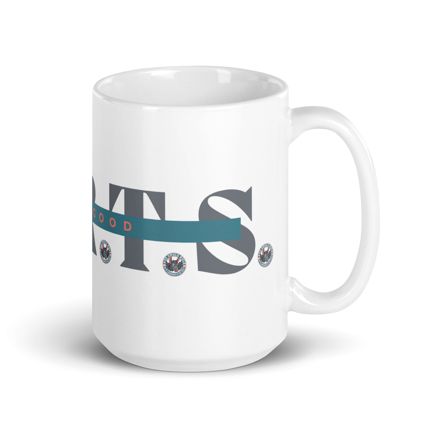 Make Good F.A.R.T.S. light gray white glossy mug