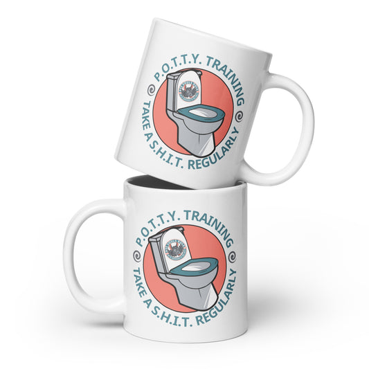 P.O.T.T.Y. Training white glossy mug