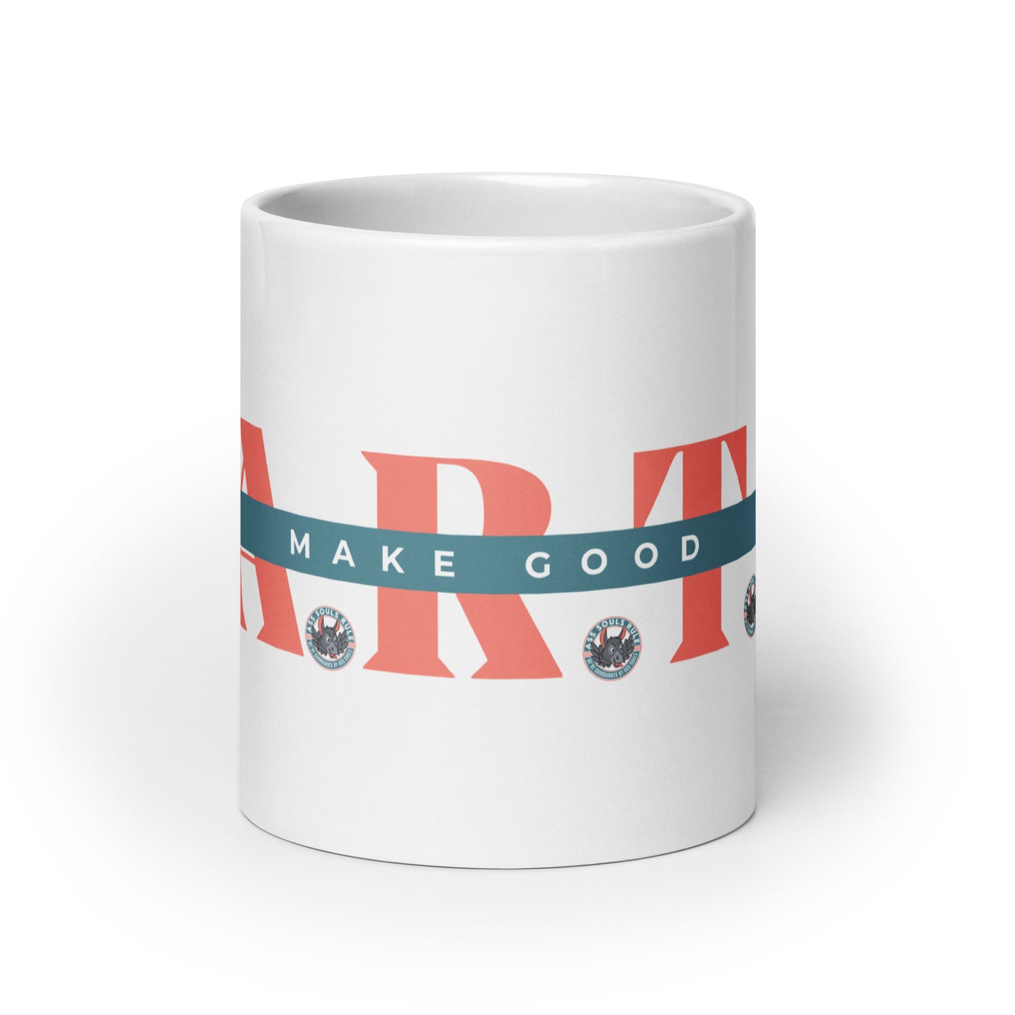 Make Good F.A.R.T.S. salmon white glossy mug