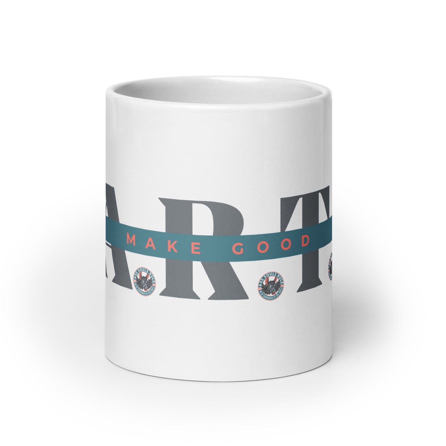 Make Good F.A.R.T.S. light gray white glossy mug