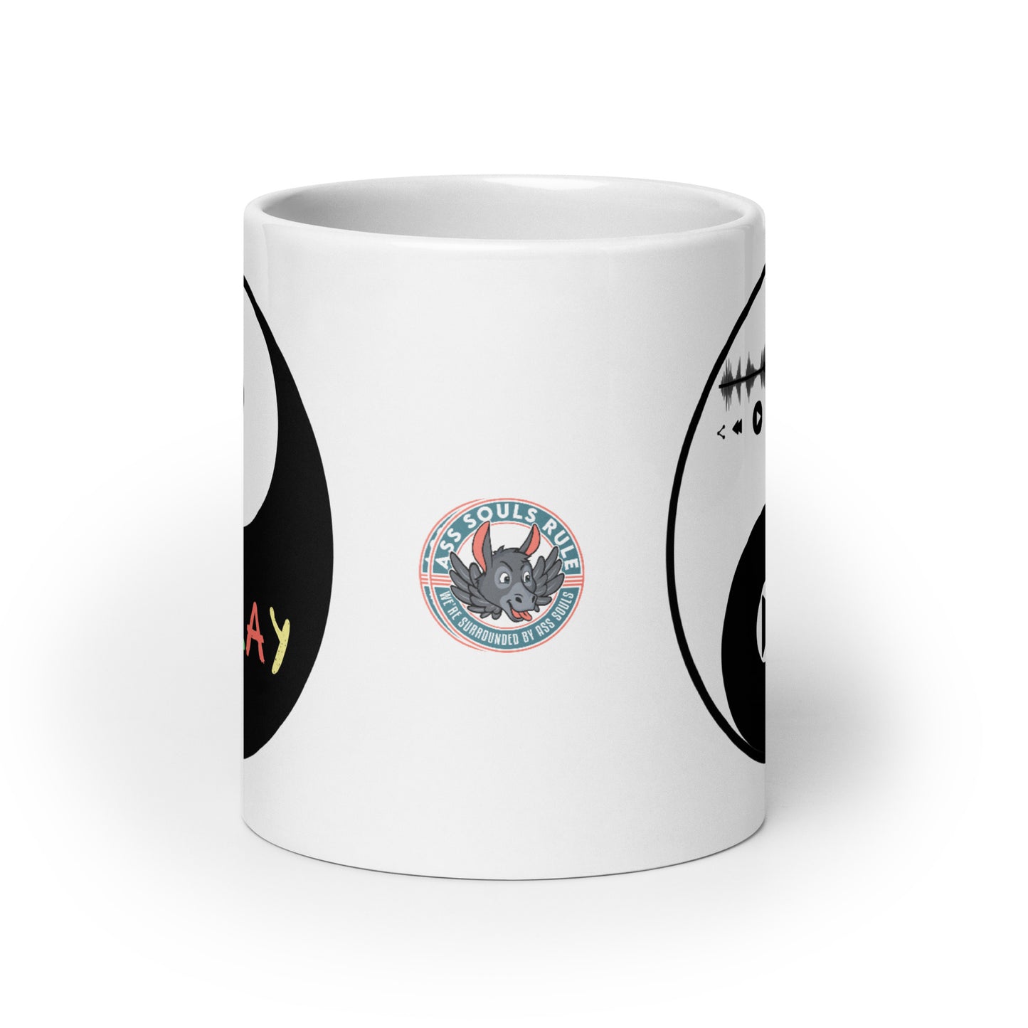 Play-Yin & Play-Yang with Ass Souls white glossy mug