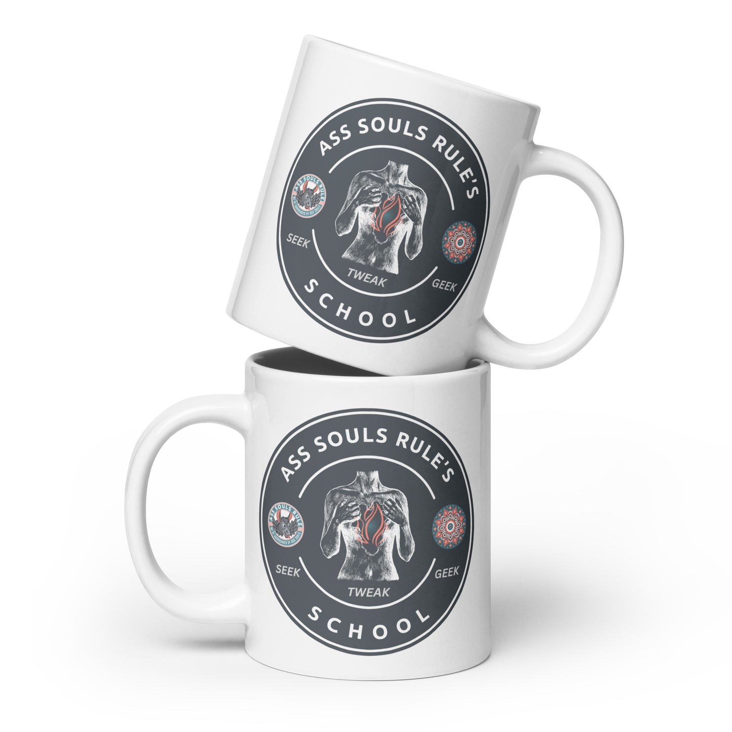 Ass Souls Rule's School white glossy mug